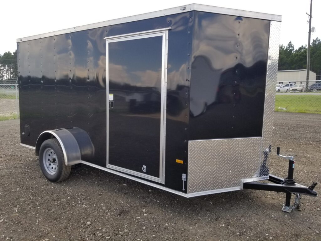 6x12 enclosed cargo trailer black single axle with side door