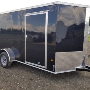 6x12 enclosed cargo trailer black single axle with side door